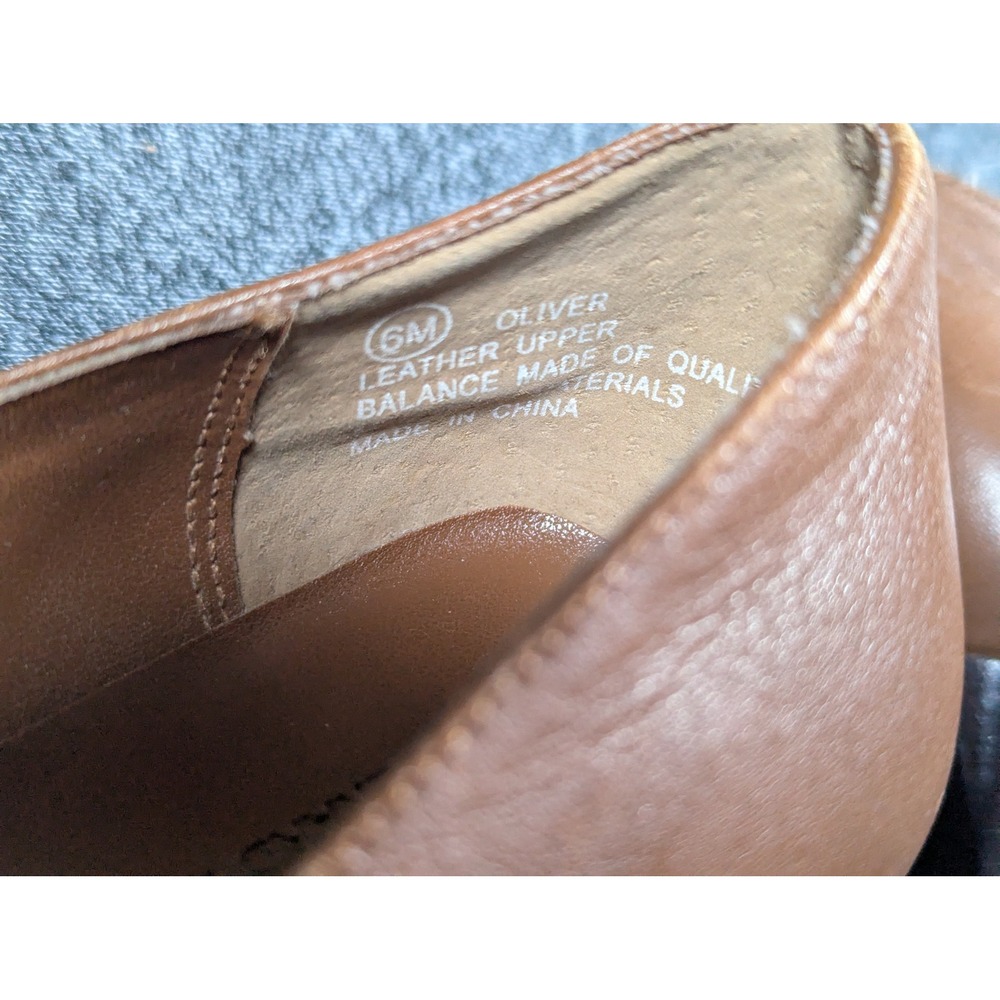 Harve Benard Oliver Tan Leather Square Toe Block Heel Loafers Womens 6M - Picture 8 of 8